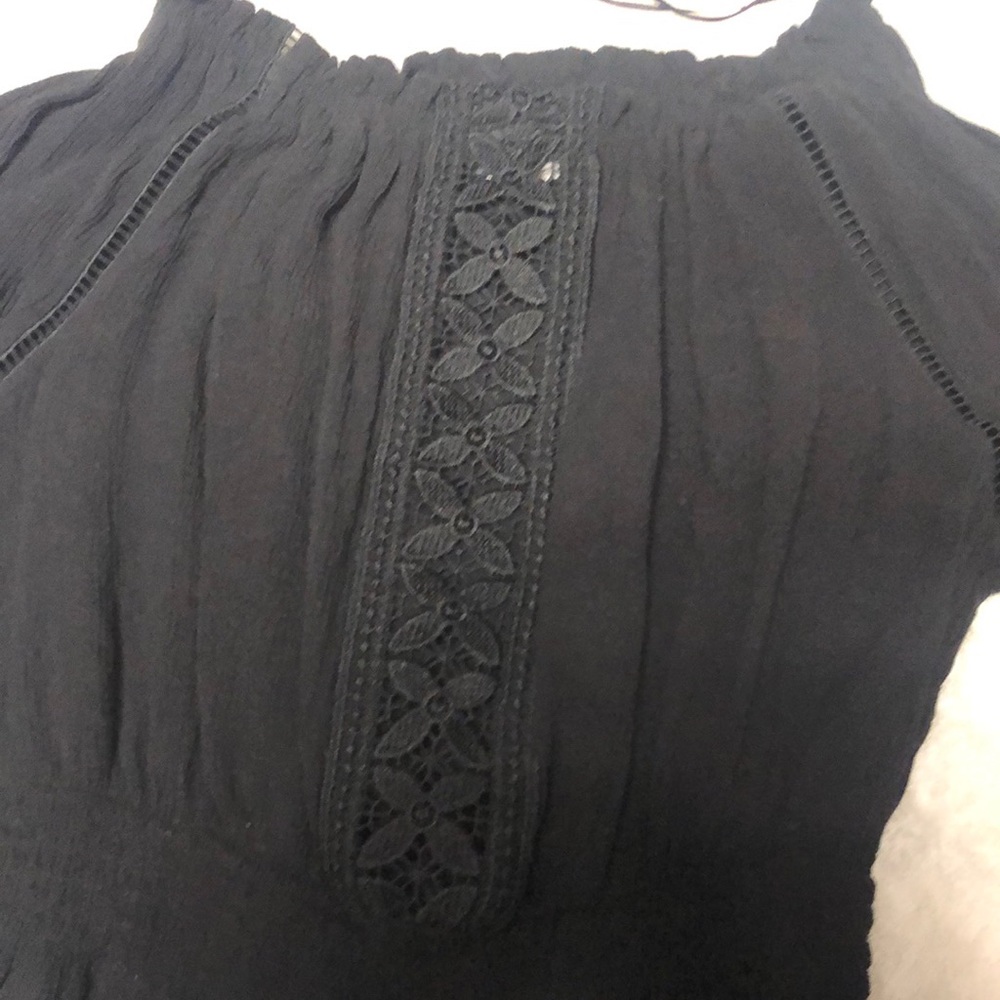 Black crop top off the shoulder with middle lace detail - worn once